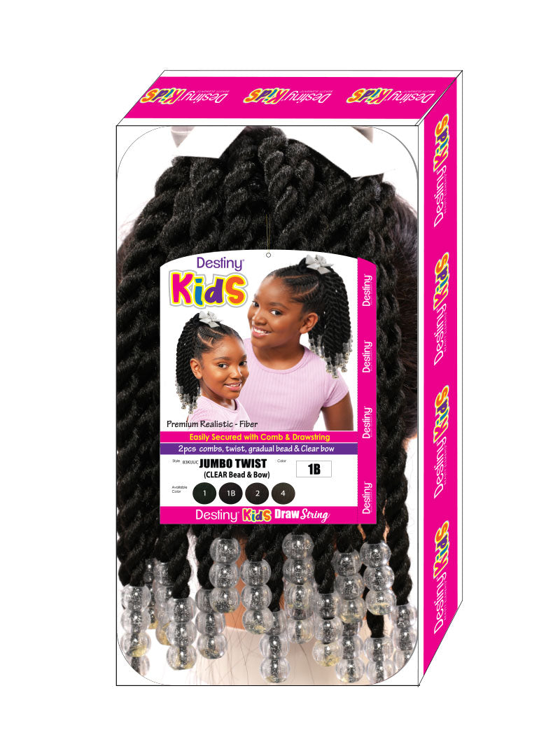Destiny Kids Jumbo Twist Clear Bead & Bow 12"