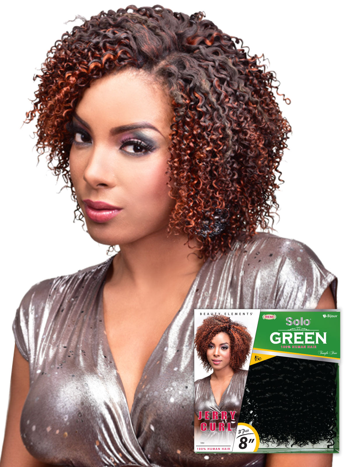 HH SOLO GREEN JERRY CURL 8″