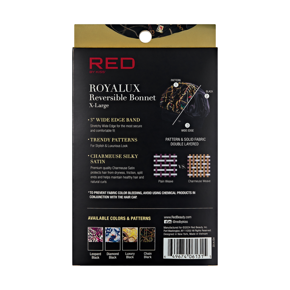 RED by Kiss RoyalLux Reversible Satin Bonnet - Chain, X-Large - image 8
