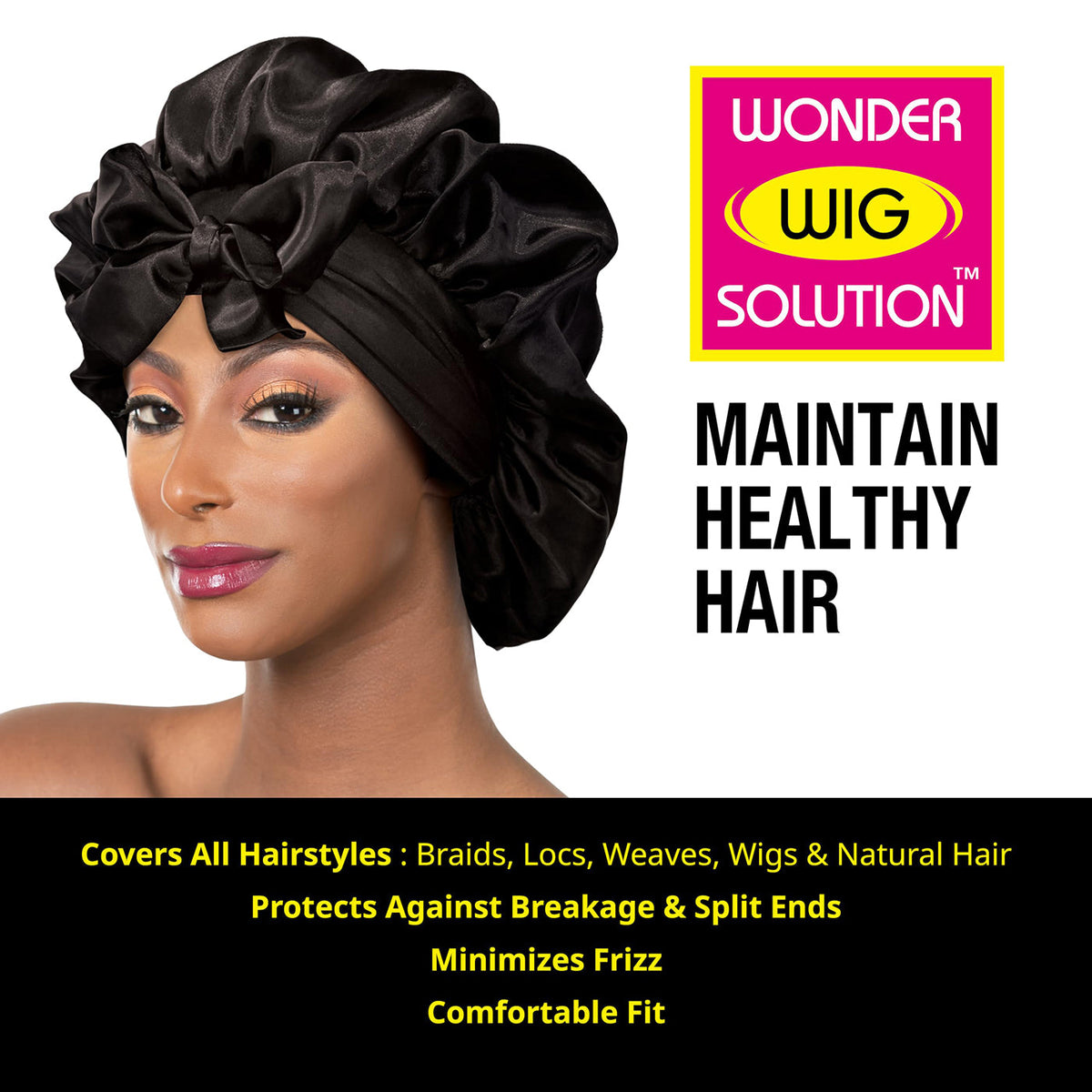 Model wearing EBIN Wonder Tie-Up Bonnet