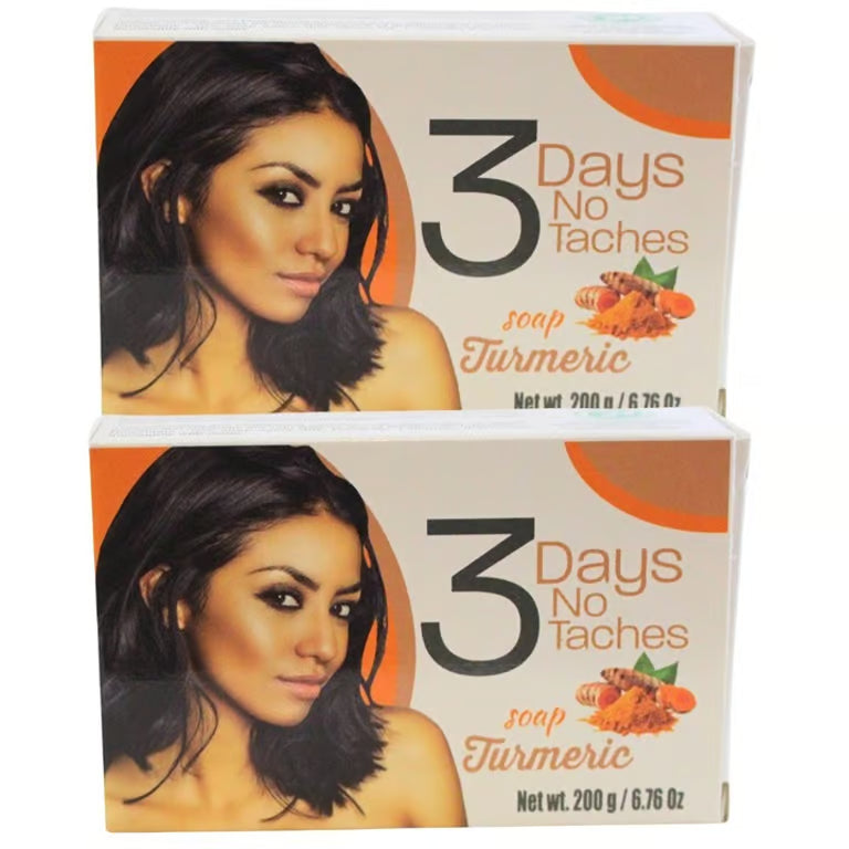 2 Pack 3 Days No Taches Papaye & Turmeric Soap Set 200G Each For Skin Brightening