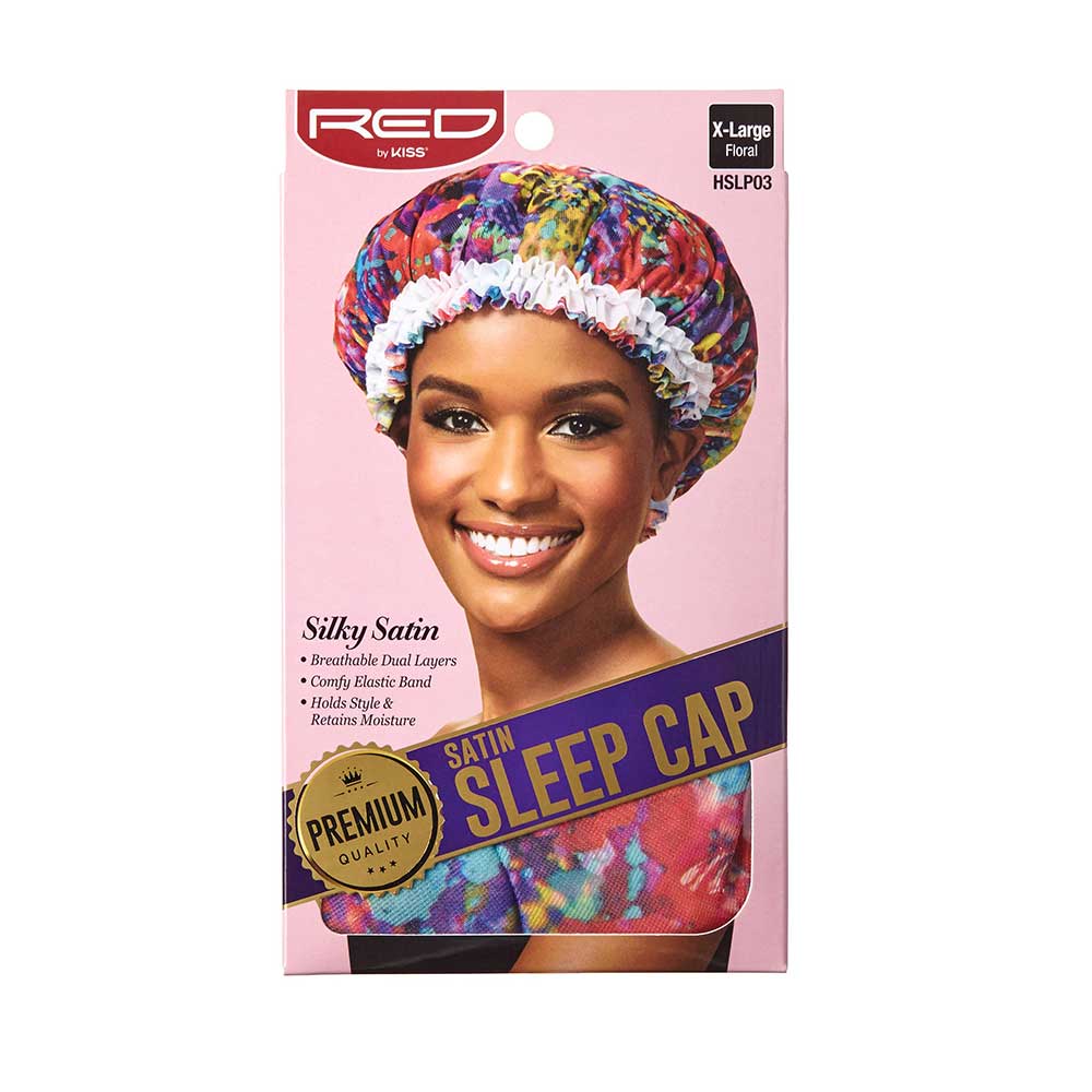 RED by KISS Premium Silky Satin Sleep Cap in Floral, X-Large