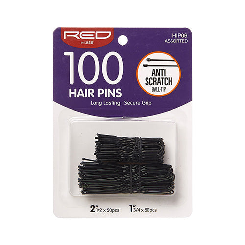 RED by Kiss Hair Pins 1 3/4 and 2 1/2 inch 100 pieces package
