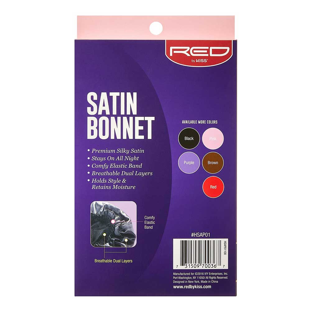 RED by Kiss Premium Silky Satin Bonnet - Black, X-Large - image 3