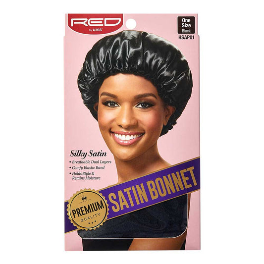 RED by Kiss Premium Silky Satin Bonnet - Black, X-Large