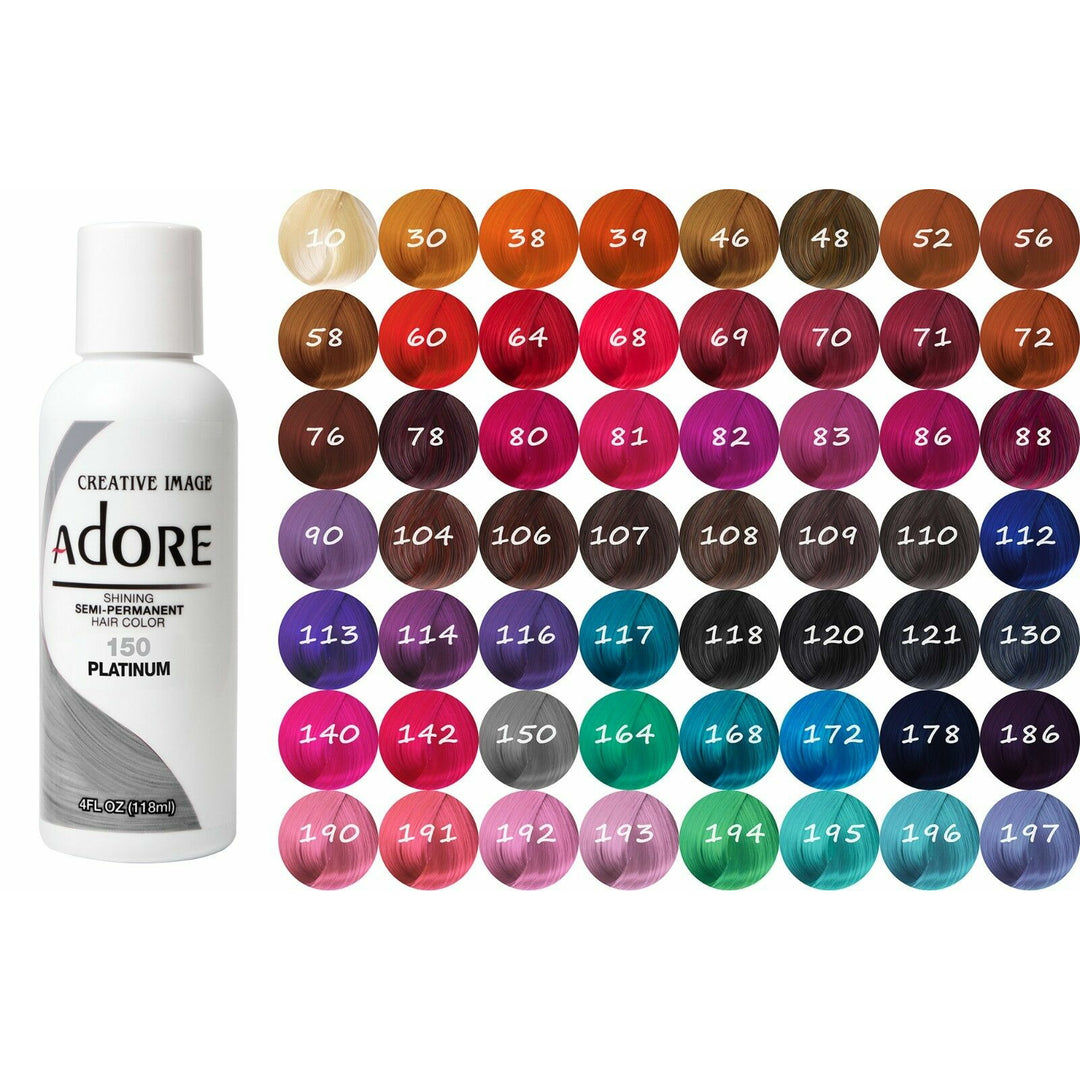 Adore Semi-Permanent Hair Color 4 oz shade chart