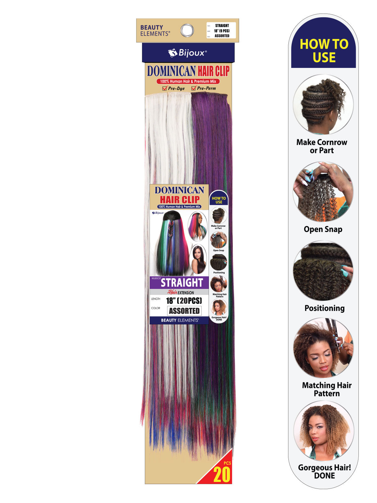 Bijoux Dominican Hair Clip Straight 18 inch product view