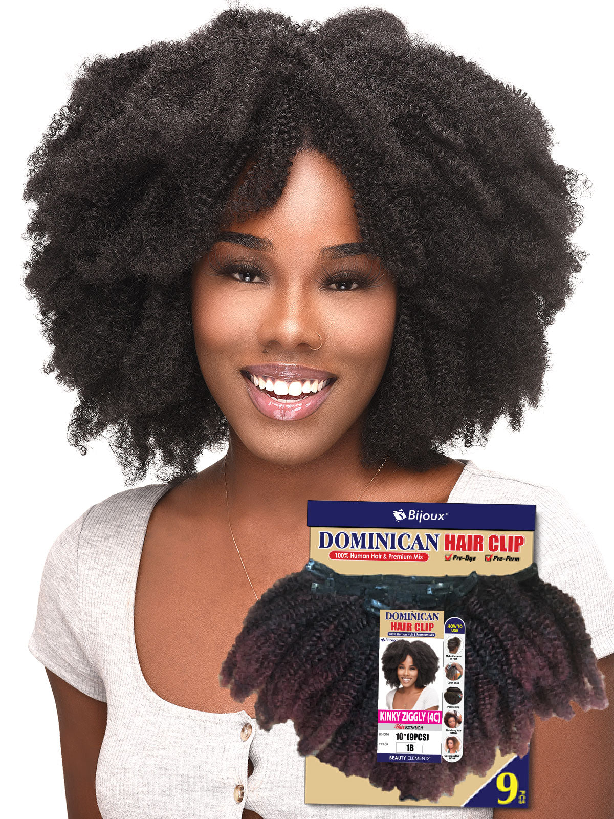 Bijoux Dominican Hair Clip Kinky Ziggly 4C 10 inch style