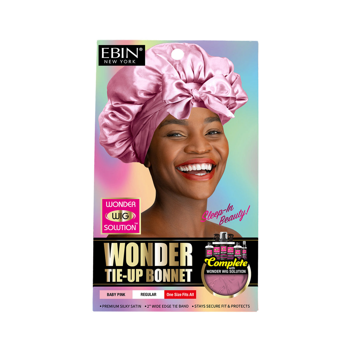 EBIN Wonder Tie-Up Bonnet in Baby Pink
