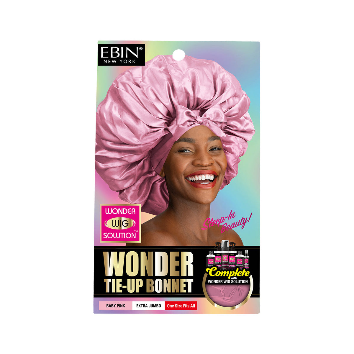 EBIN Wonder Tie-Up Bonnet in Baby Pink