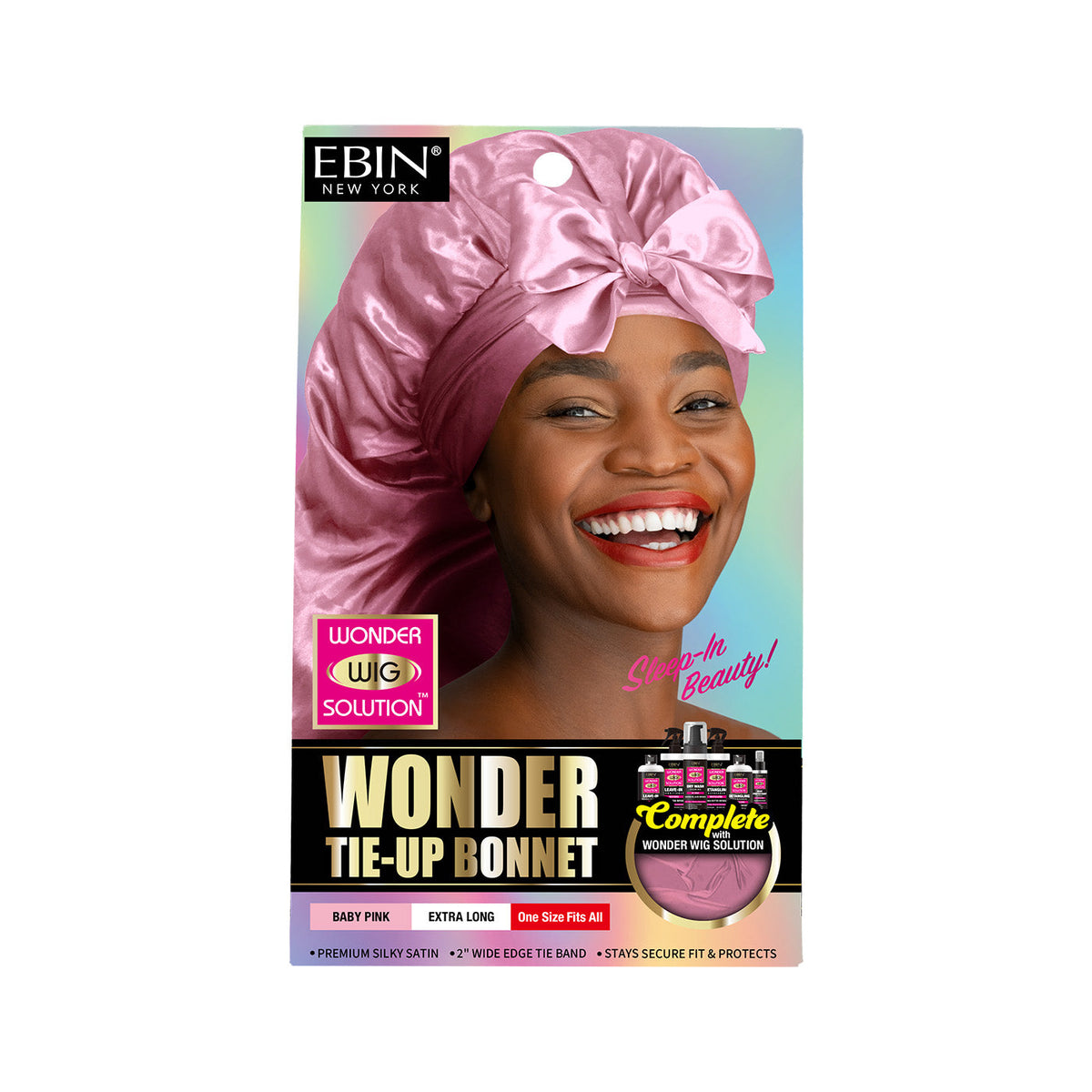 EBIN Wonder Tie-Up Bonnet in Baby Pink