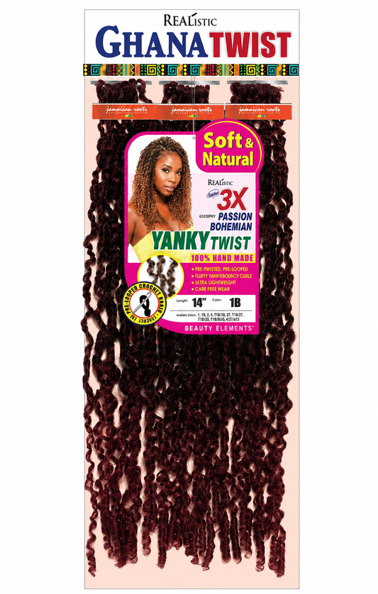 Realistic 3X Ghana Passion Bohemian Yanky Twist 14 inch package