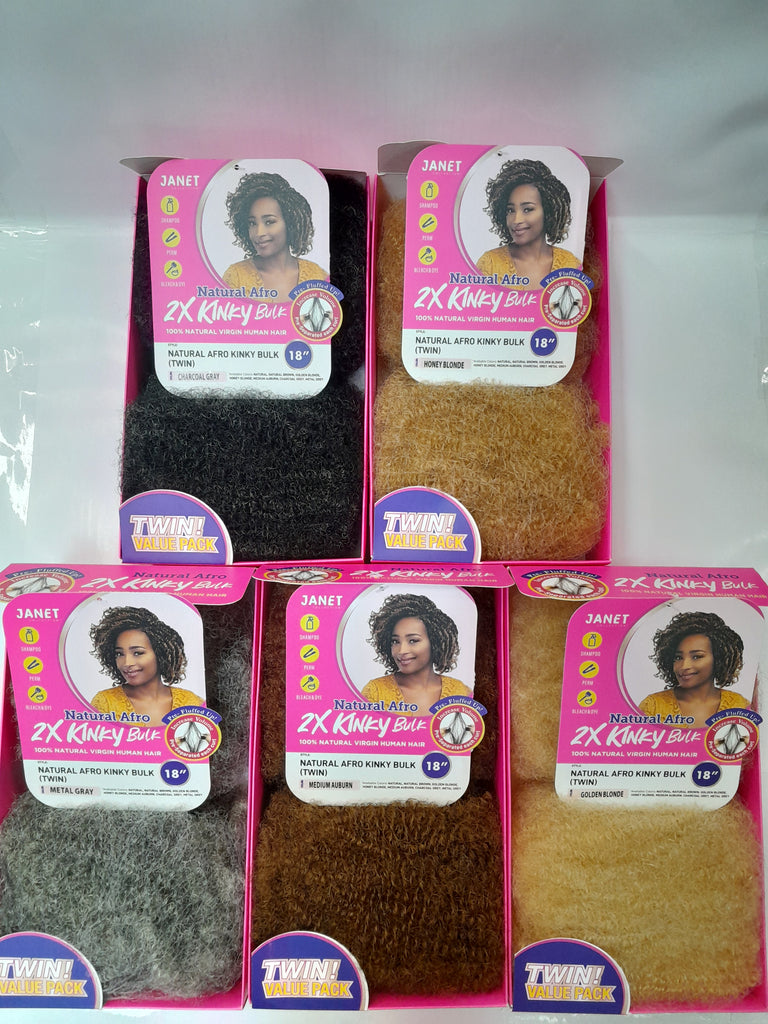 Janet Collection Natural Afro 2X Kinky Bulk Twin 18 inch colors