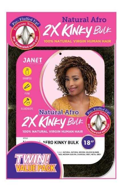 Janet Collection Natural Afro 2X Kinky Bulk Twin 18 inch package