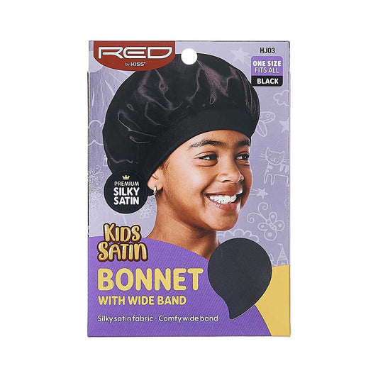RED by KISS Kids Satin Wide Band Bonnet Black