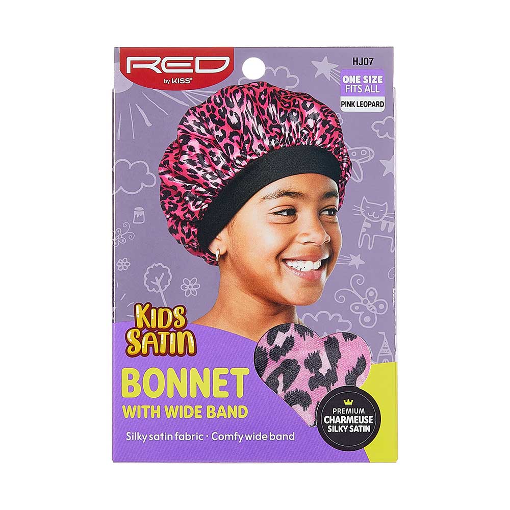 RED by KISS Kids Satin Wide Band Bonnet Pink Leopard