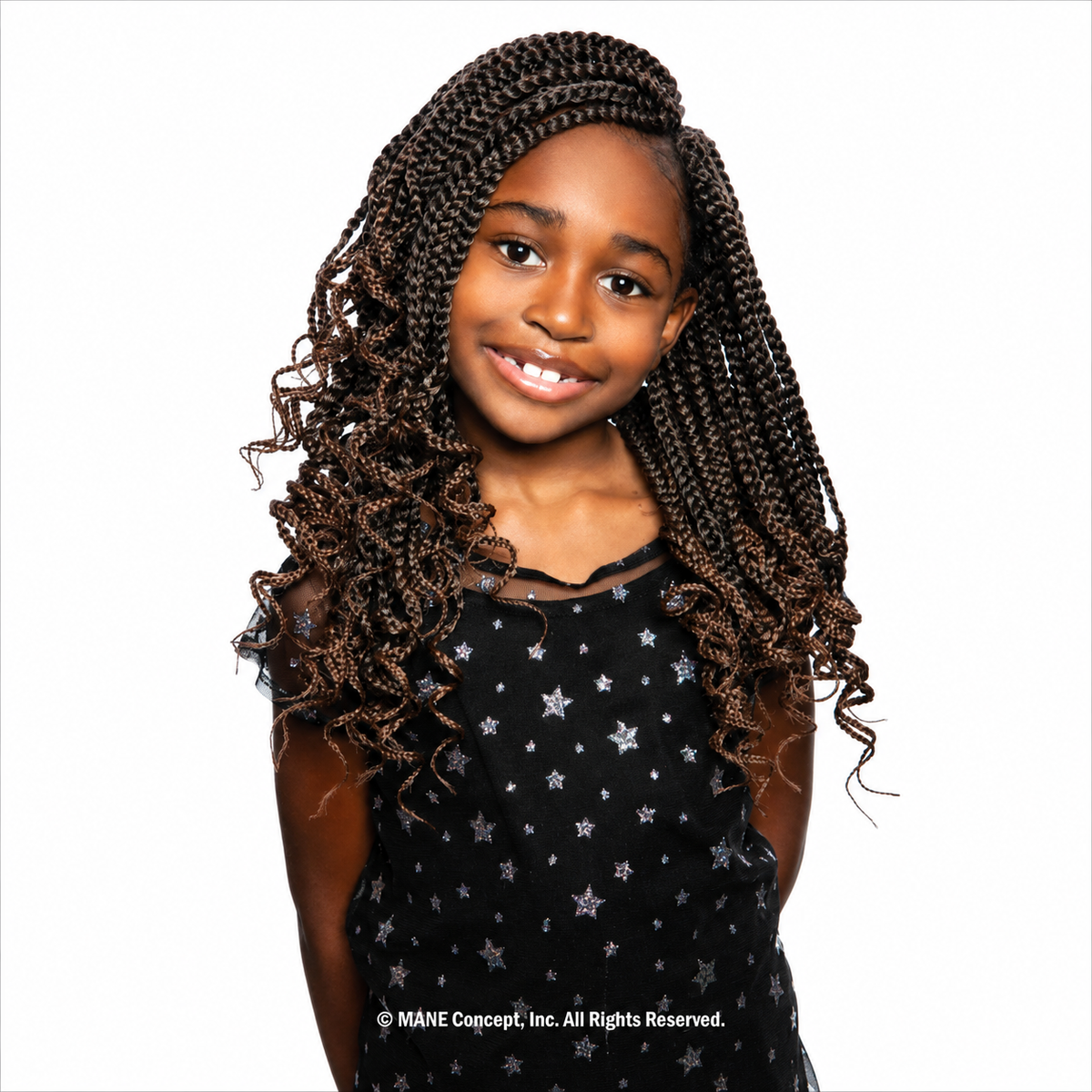 Lovely 12 kids crochet braids with curled ends