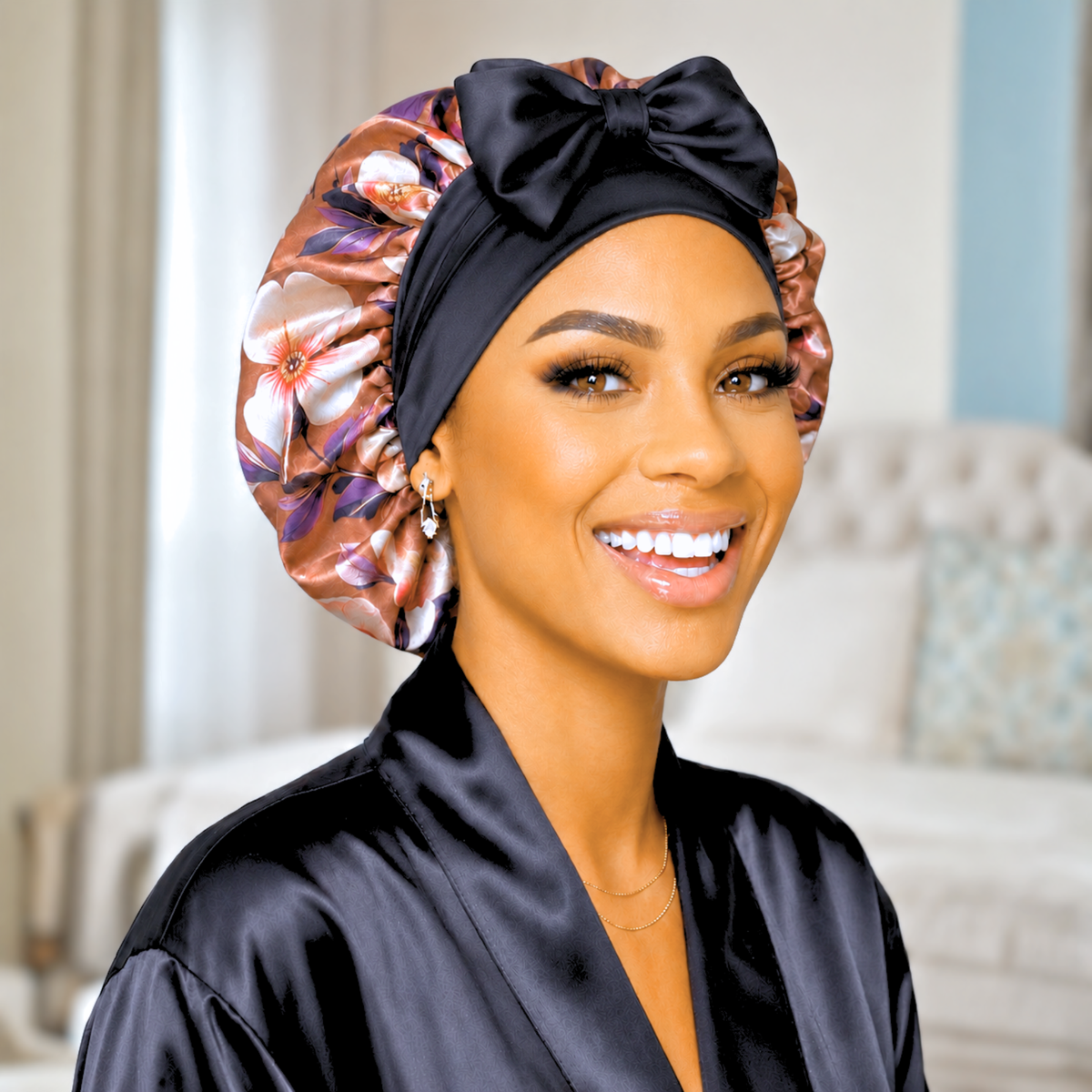 Adjustable Reversible Satin Hair Bonnet